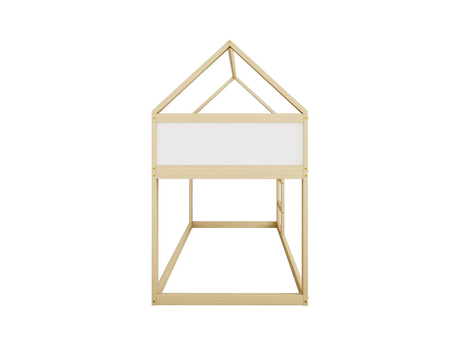 Lit superposé 90x200 cm - Lit enfant avec escalier et barrières de sécurité - structure en bois massif - couleur bois naturel