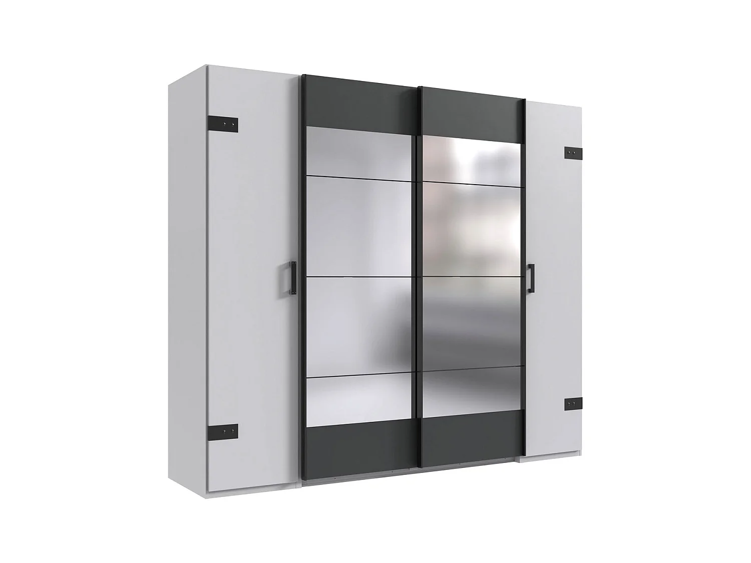 DREH- SCHWEBETÜRENSCHRANK Stockholm weiß / graphit 225 / 65 / 210cm