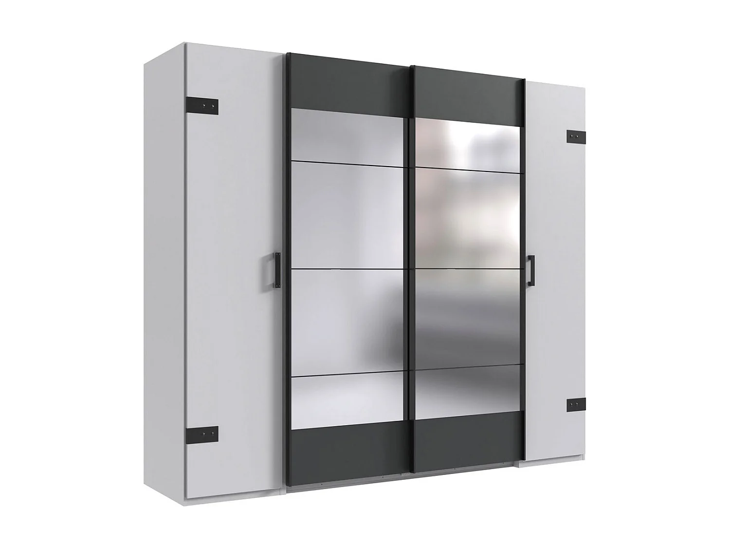 DREH- SCHWEBETÜRENSCHRANK Stockholm weiß / graphit 225 / 65 / 210cm