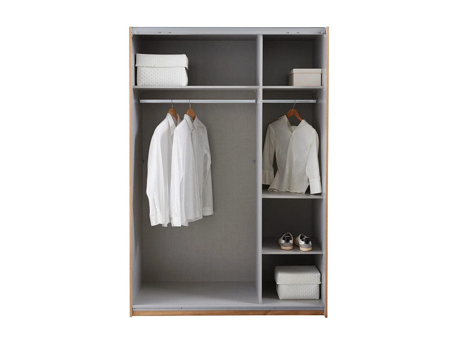 SCHWEBETÜRENSCHRANK Bramfeld Plankeneiche / Grauglas 135 / 64 / 198cm