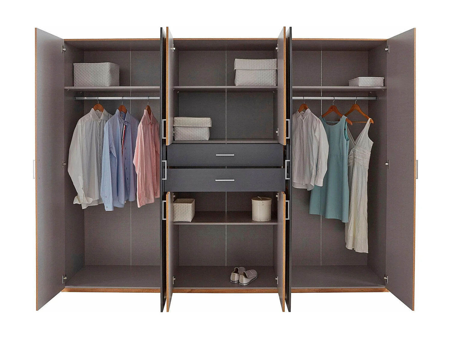 KLEIDERSCHRANK Diver weiß / Plankeneiche 270 / 58 / 207cm