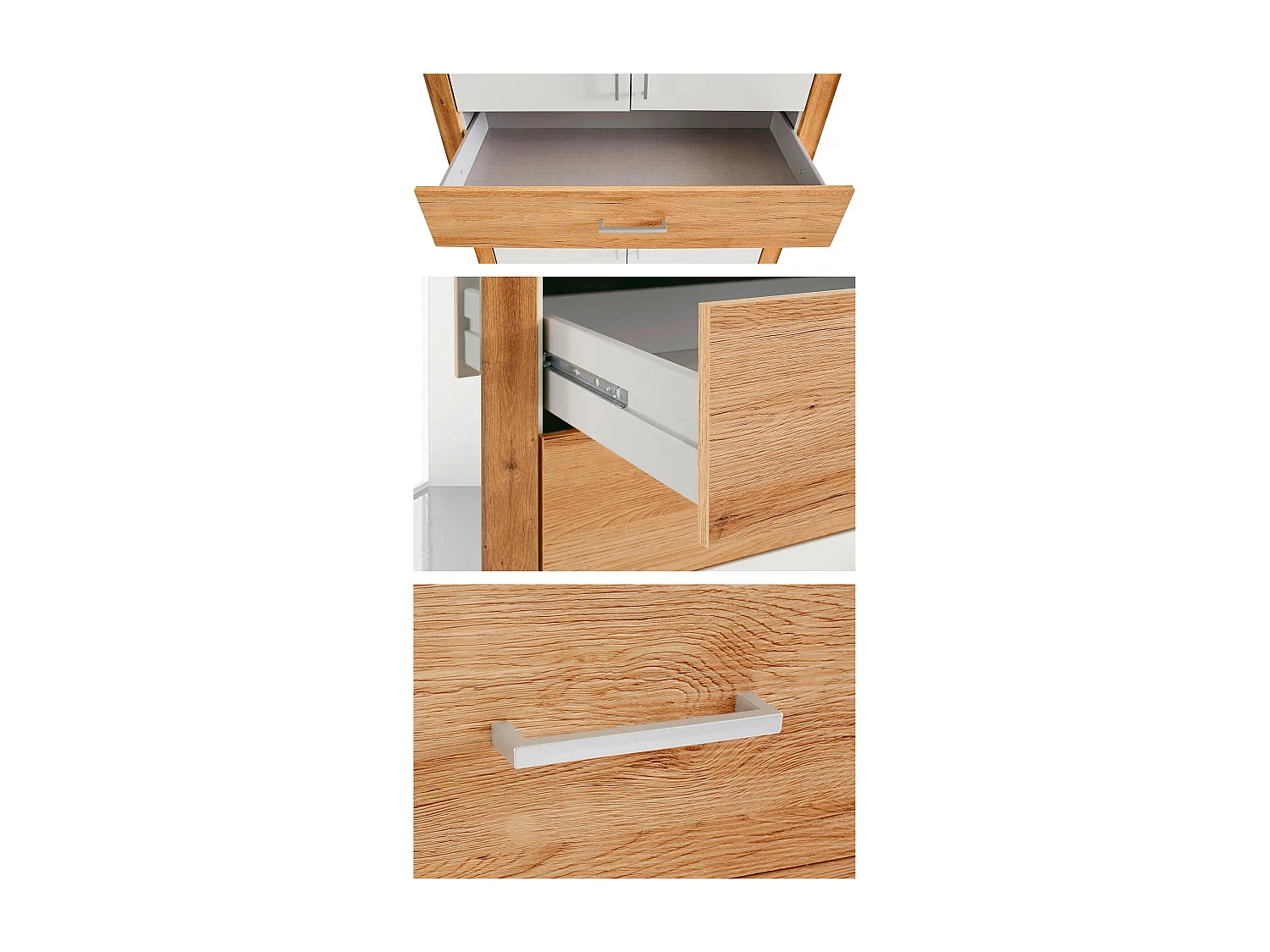 KLEIDERSCHRANK Diver weiß / Plankeneiche 270 / 58 / 207cm