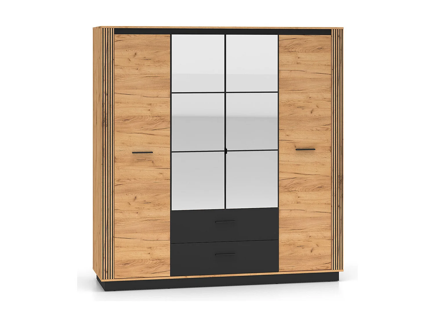 KLEIDERSCHRANK Urso Gold Craft Eiche / Schwarz 200 / 58 / 210 cm