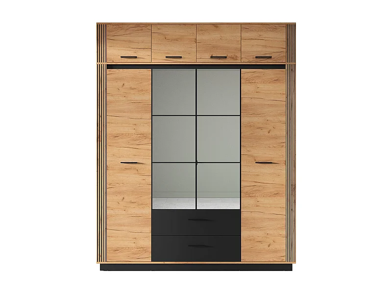 KLEIDERSCHRANK Urso Gold Craft Eiche / Schwarz 200 / 58 / 250 cm