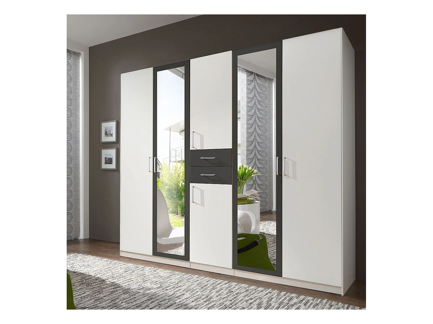 KLEIDERSCHRANK Diver weiß / graphit 225 / 58 / 207cm