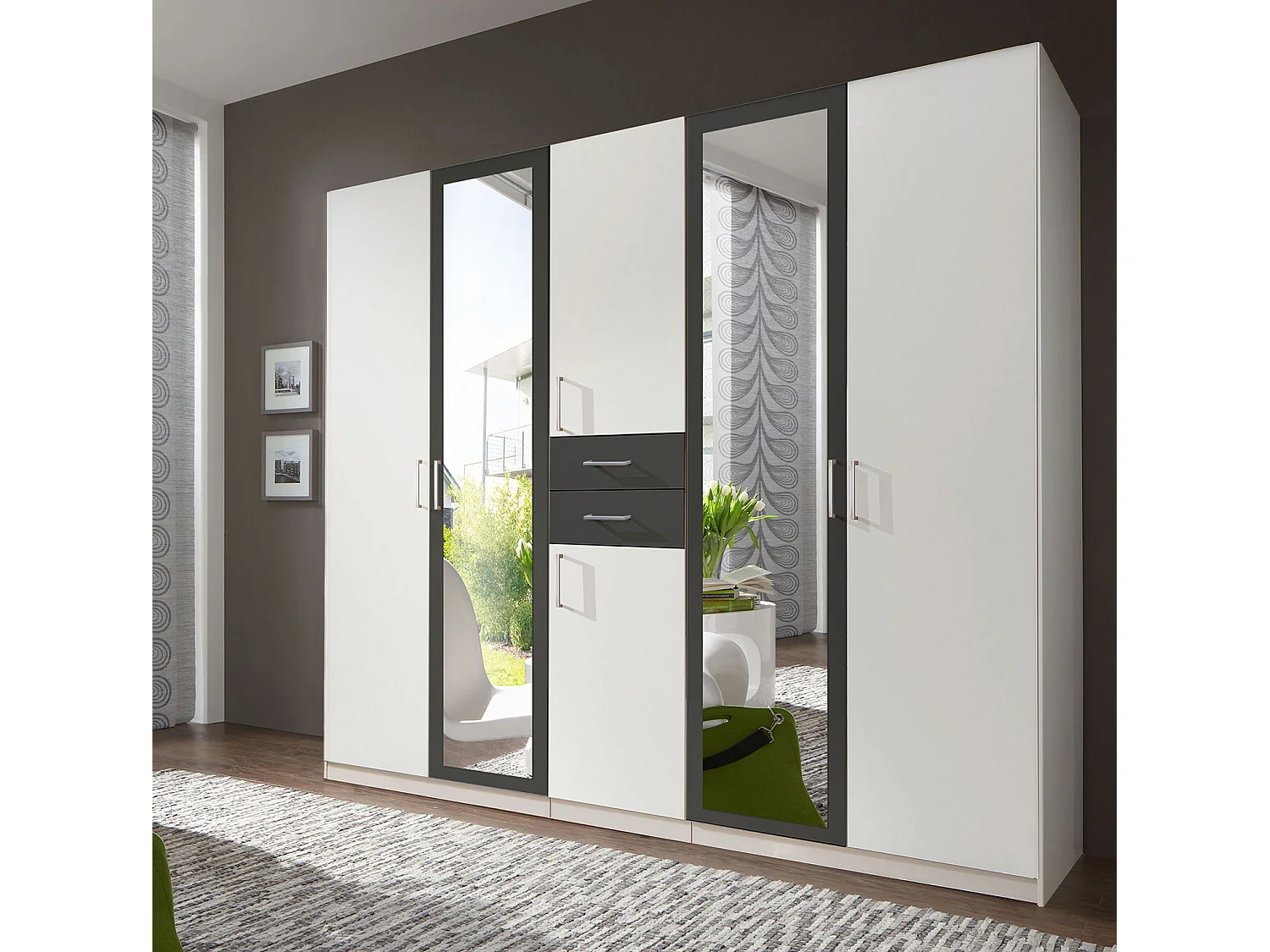 KLEIDERSCHRANK Diver weiß / graphit 225 / 58 / 207cm