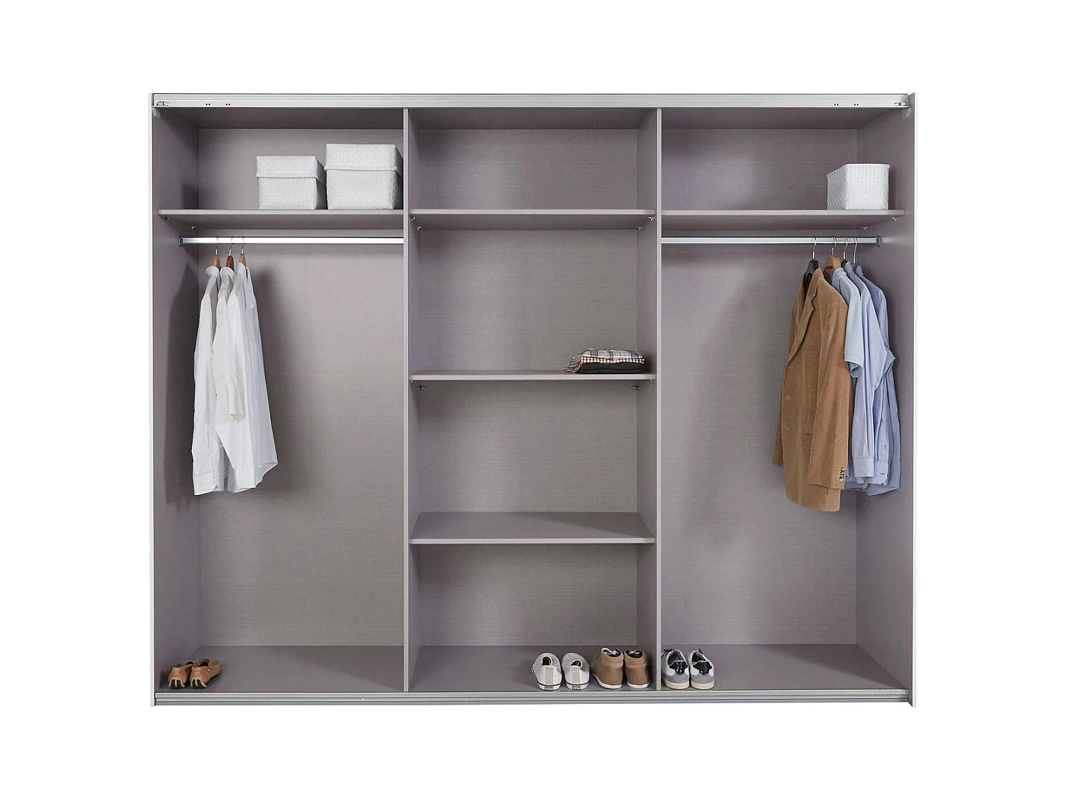 SCHWEBETÜRENSCHRANK Bramfeld Plankeneiche / Weißglas 270 / 64 / 236cm