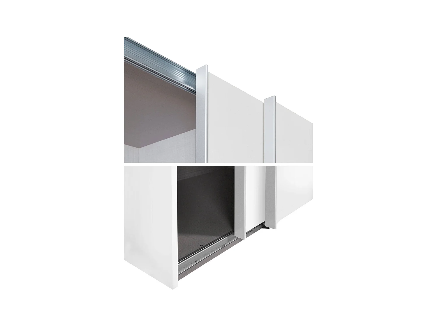 SCHWEBETÜRENSCHRANK Bramfeld Plankeneiche / Weißglas 270 / 64 / 236cm