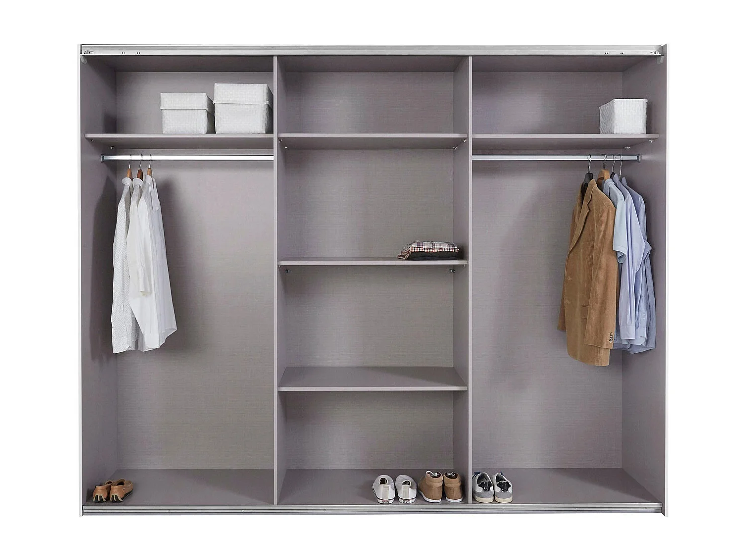 SCHWEBETÜRENSCHRANK Bramfeld Plankeneiche / Weißglas 270 / 64 / 236cm