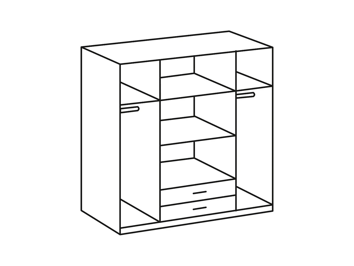 KLEDIERSCHRANK Kärnten weiß / Absetzungen Hirnholzfarben 180 / 58 / 198cm