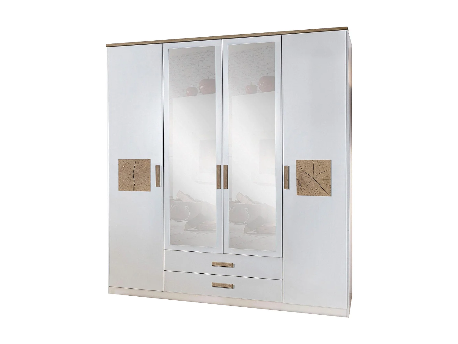 KLEDIERSCHRANK Kärnten weiß / Absetzungen Hirnholzfarben 180 / 58 / 198cm