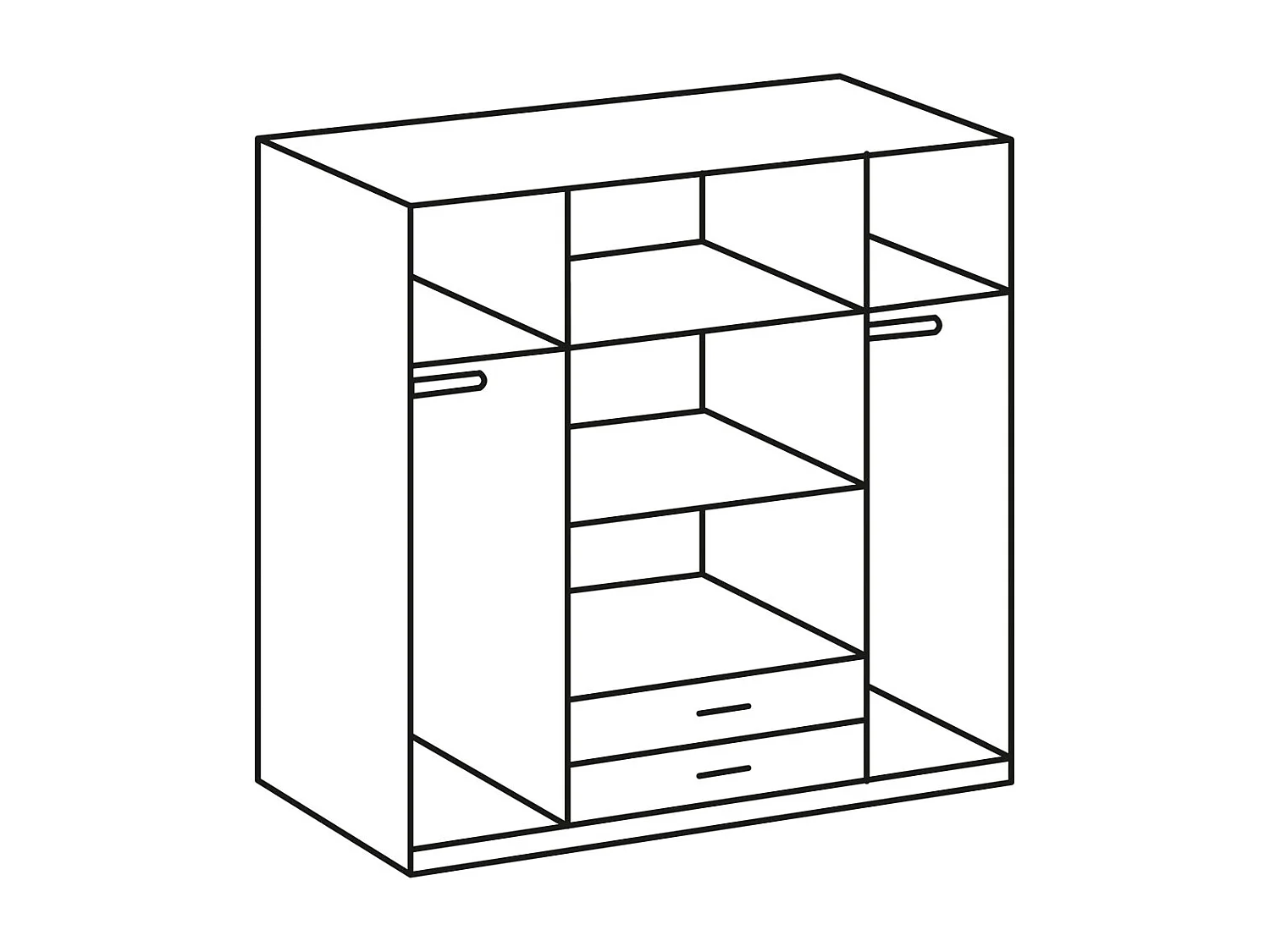 KLEDIERSCHRANK Kärnten weiß / Absetzungen Hirnholzfarben 180 / 58 / 198cm