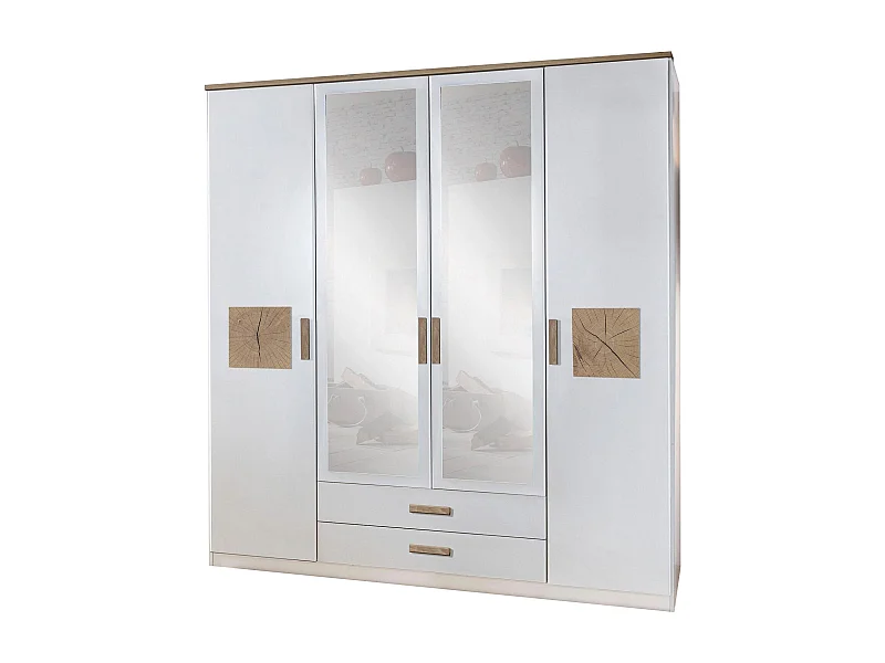KLEDIERSCHRANK Kärnten weiß / Absetzungen Hirnholzfarben 180 / 58 / 198cm