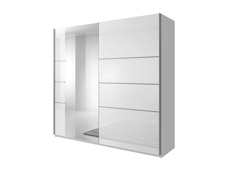 SCHWEBETÜRENSCHRANK Beta weiß / weiß Hochglanz 200 / 61 / 210cm