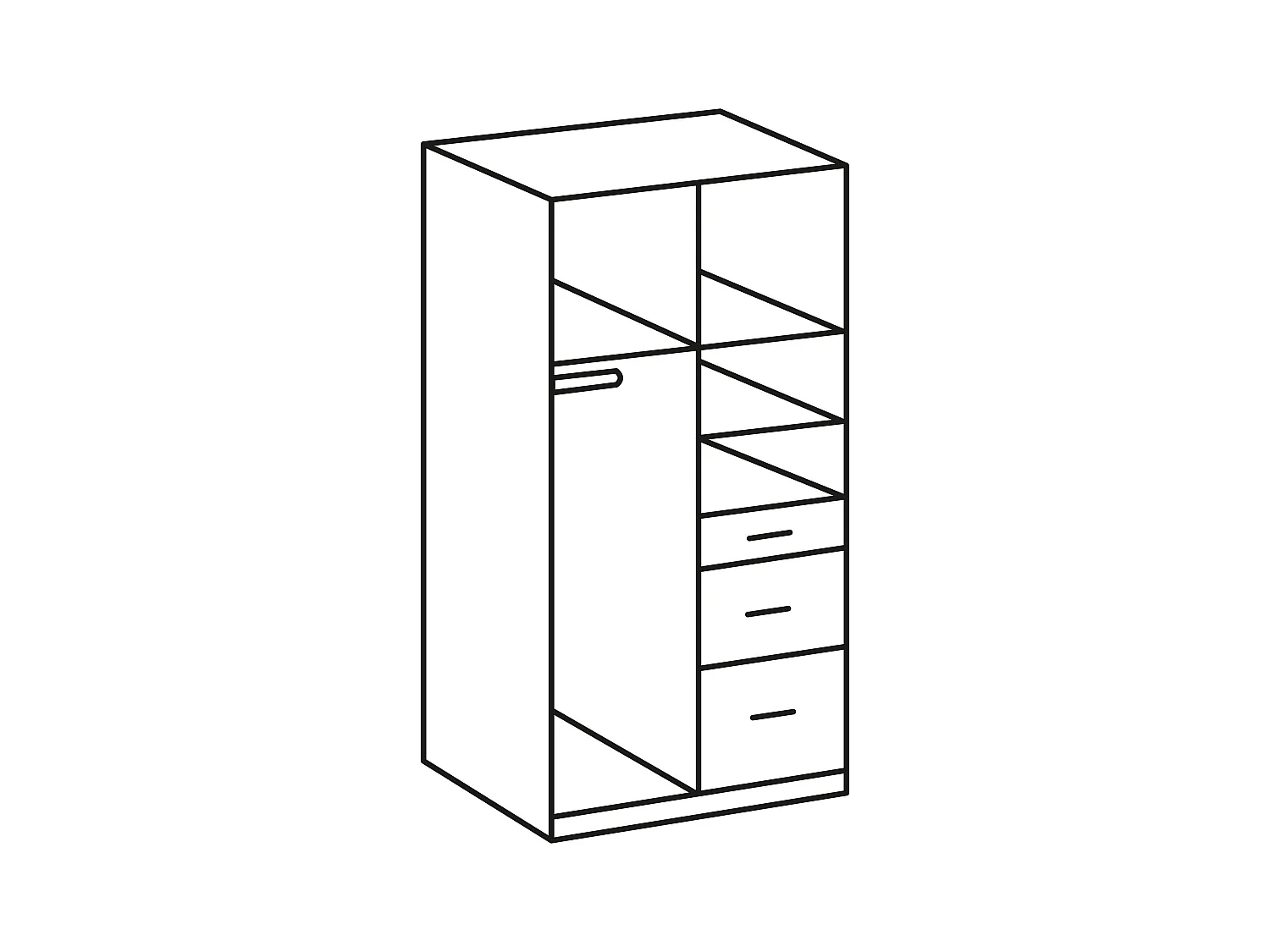 KLEIDERSCHRANK Click Struktureiche hell / weiß 90 / 58 / 199cm