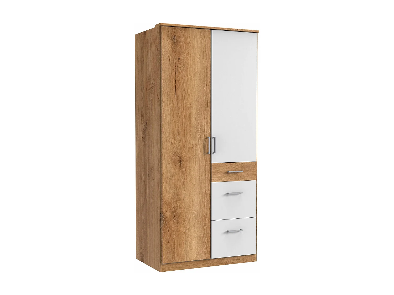 KLEIDERSCHRANK Click Plankeneiche / weiß 90 / 58 / 199cm