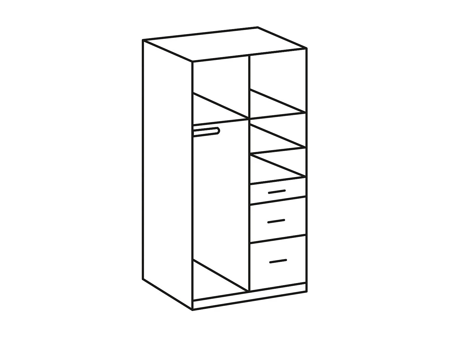 KLEIDERSCHRANK Click Plankeneiche / weiß 90 / 58 / 199cm