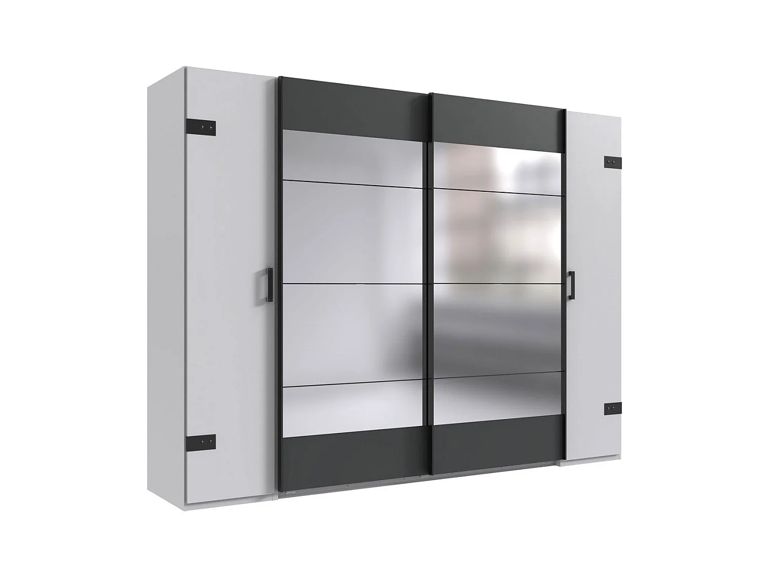 DREH- / SCHWEBETÜRENSCHRANK Stockholm weiß / graphit 270 / 65 / 210cm