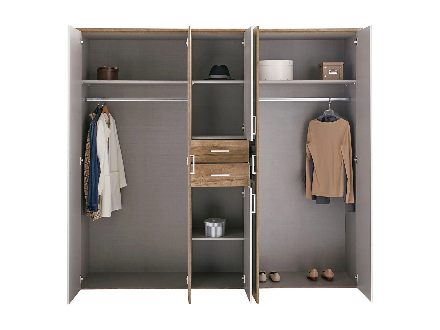 KLEIDERSCHRANK Diver weiß / Eiche Sägerau 270 / 58 / 207cm