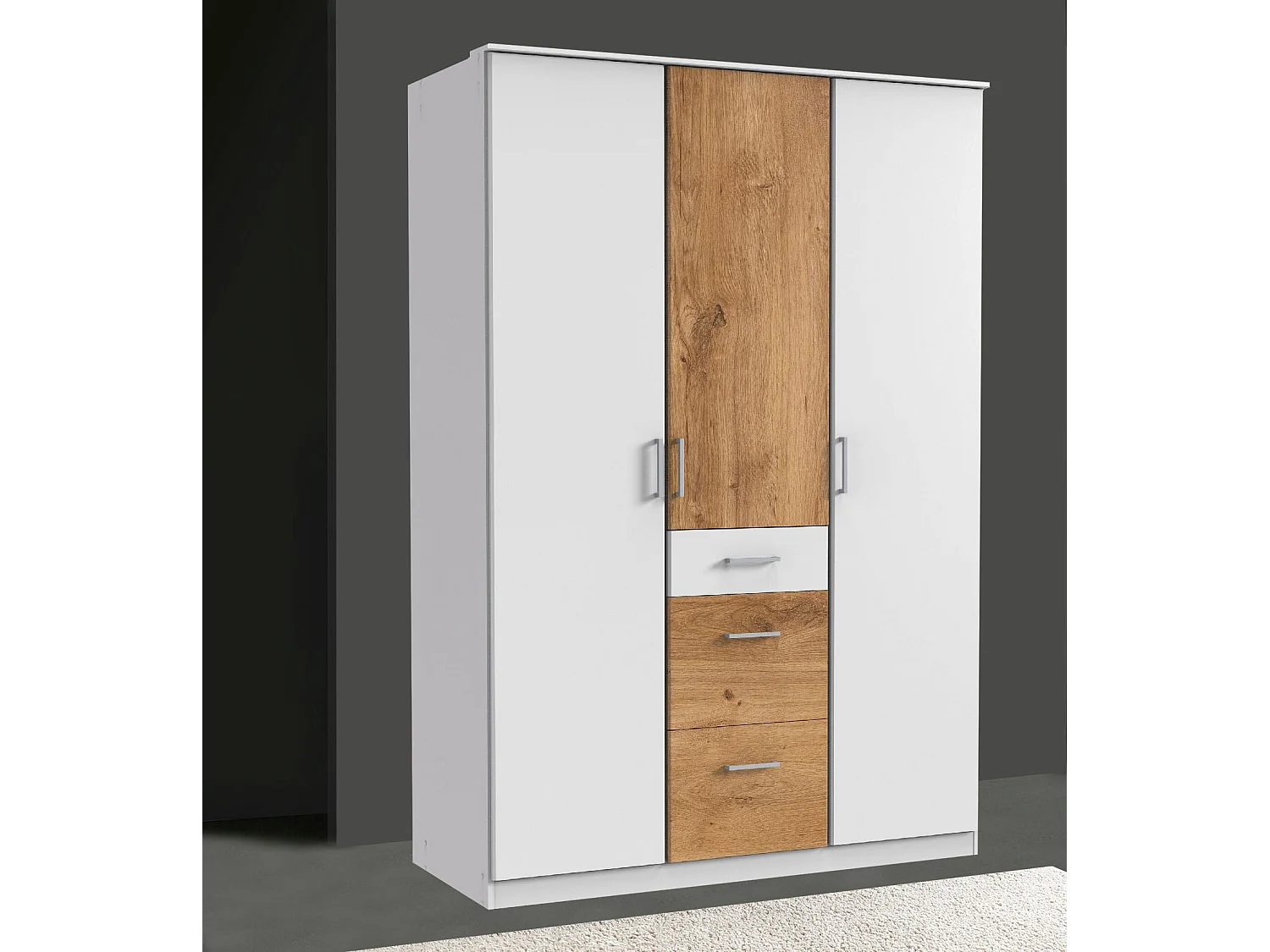 KLEIDERSCHRANK Click Plankeneiche / weiß 135 / 58 / 199cm