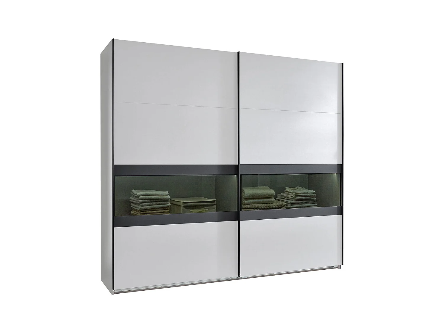 SCHWEBETÜRENSCHRANK Easy Plus A weiß / Rauchglas - graphit / 180 / 65 / 236cm