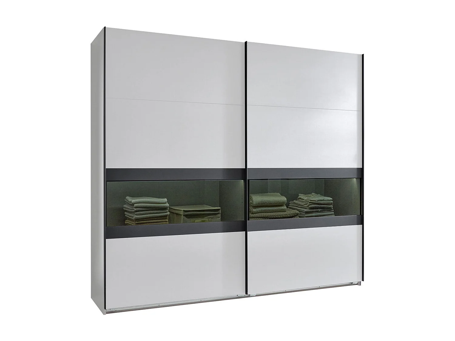 SCHWEBETÜRENSCHRANK Easy Plus A weiß / Rauchglas - graphit / 180 / 65 / 236cm