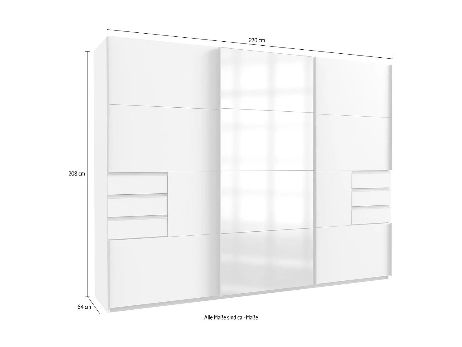 SCHWEBETÜRENSCHRANK Saigon weiß / 270 / 64 / 208cm