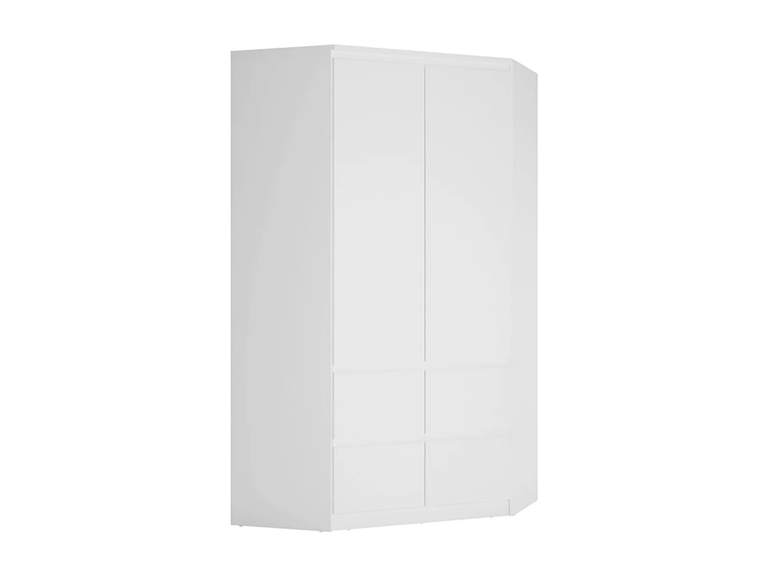 ECK-KLEIDERSCHRANK MIT AUFSATZ Boston Boss weiß matt / weiß Hochglanz 121 / 121 / 249,8cm