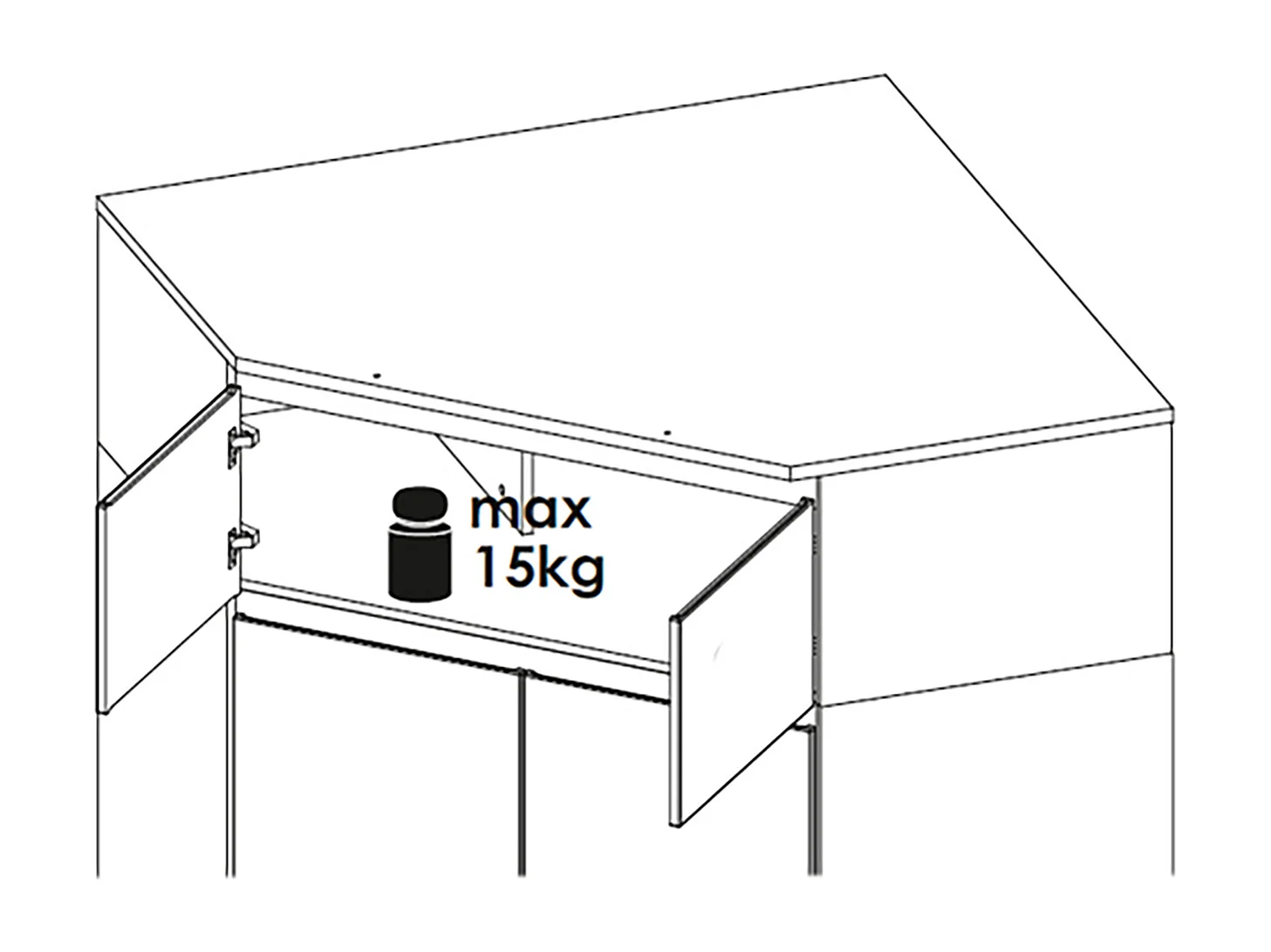 ECK-KLEIDERSCHRANK MIT AUFSATZ Boston Boss weiß matt / weiß Hochglanz 121 / 121 / 249,8cm