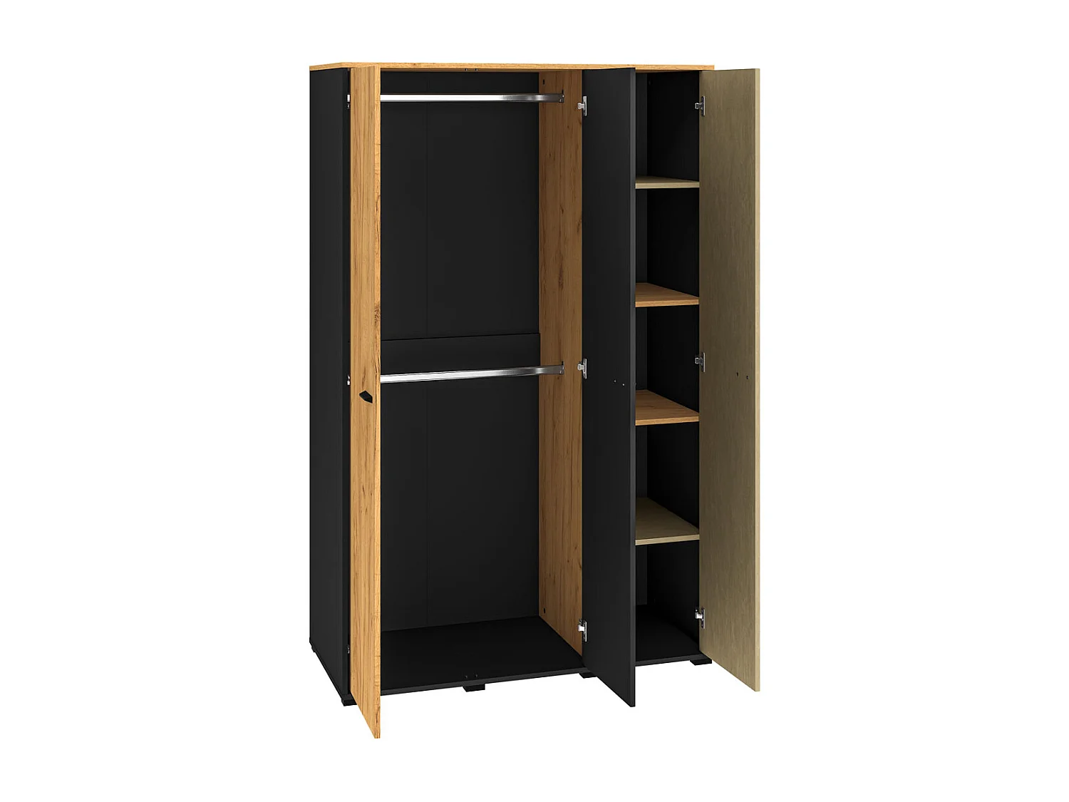 KLEIDERSCHRANK Colt schwarz / Craft Gold Eiche / Premium Steel / 120 / 55 / 190cm