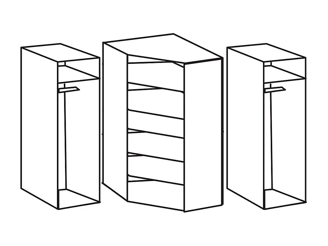 SCHRANKSYSTEM Münster weiß 145 / 54 / 225cm 6-teilig