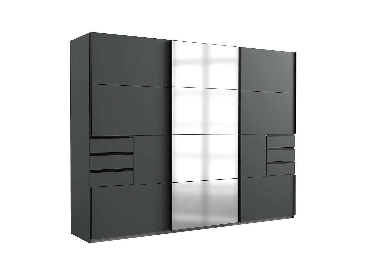 SCHWEBETÜRENSCHRANK Saigon graphit / Spiegel 270 / 64 / 208cm