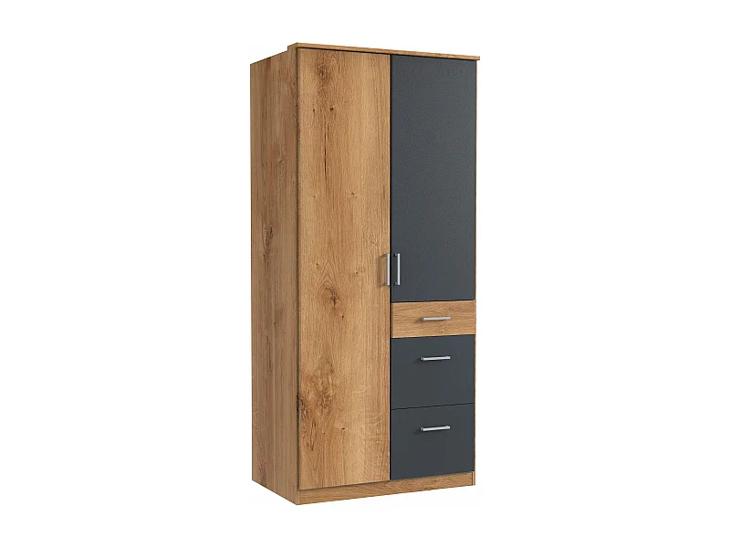 KLEIDERSCHRANK Click Plankeneiche / graphit 90 / 58 / 199cm