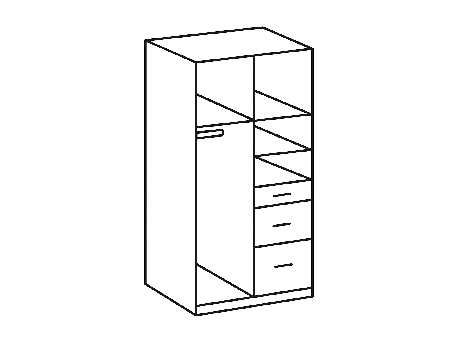 KLEIDERSCHRANK Click Plankeneiche / graphit 90 / 58 / 199cm