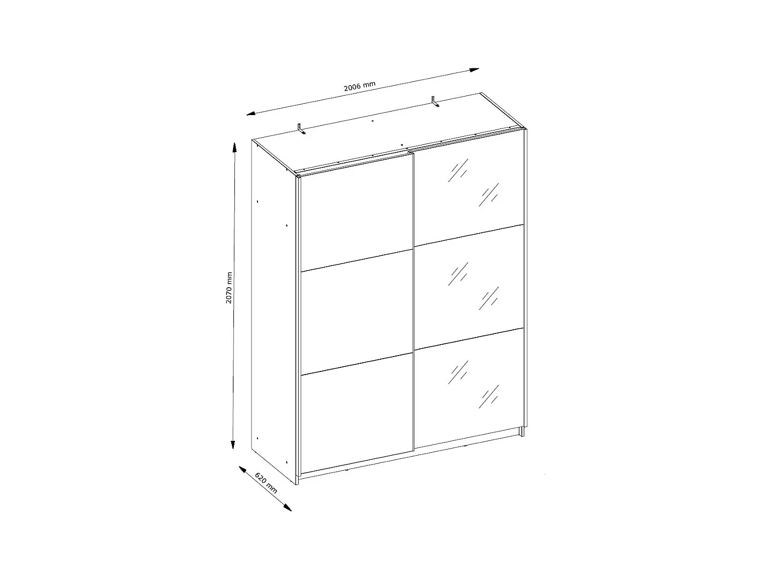 SCHWEBETÜRENSCHRANK Arsen Weiß 200,6 / 62 / 207 cm