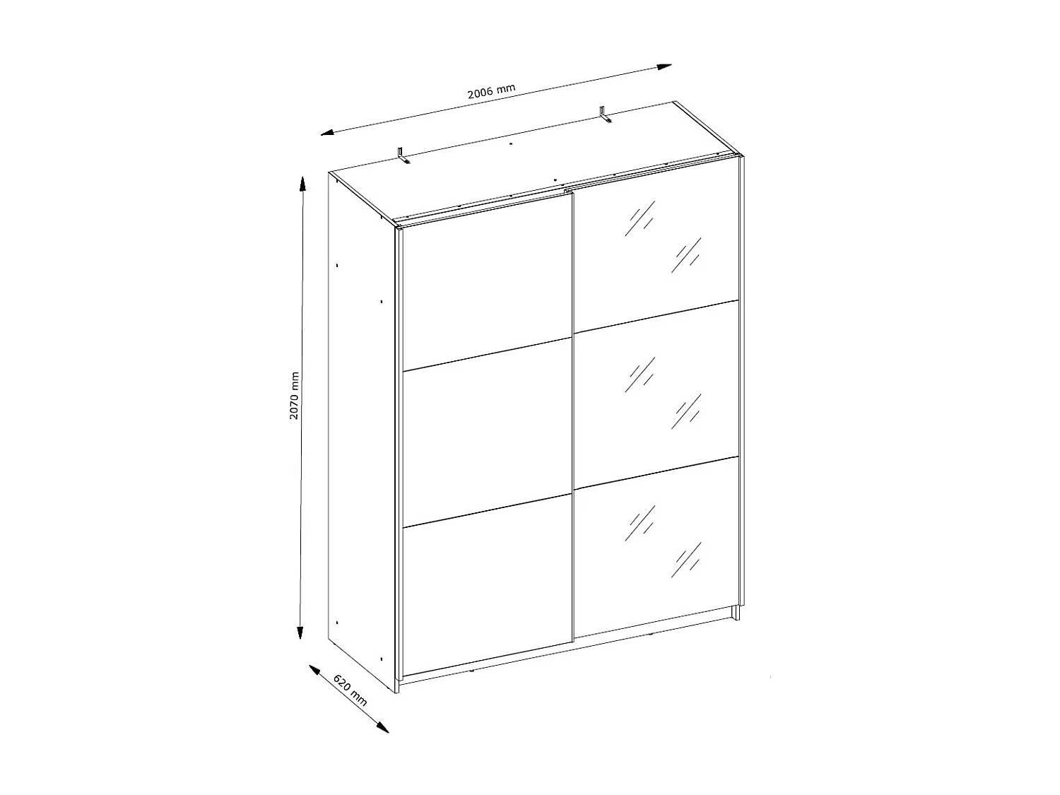 SCHWEBETÜRENSCHRANK Arsen Weiß 200,6 / 62 / 207 cm