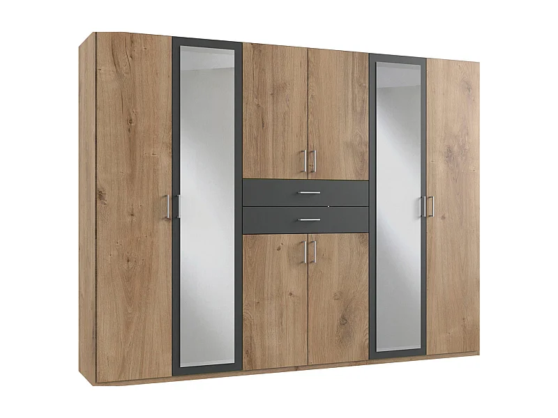 KLEIDERSCHRANK Diver Plankeneiche / graphit 270 / 58 / 207cm