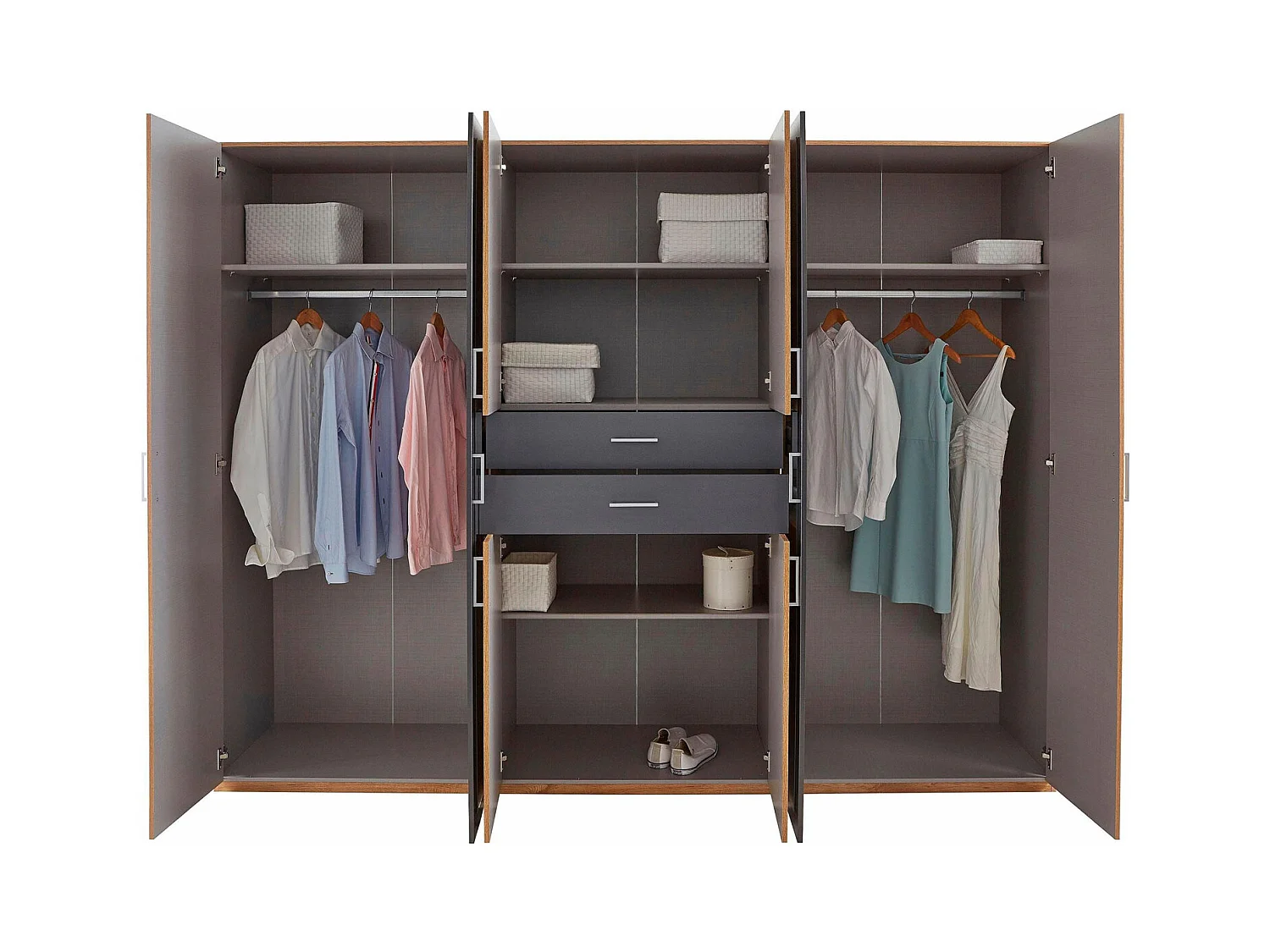 KLEIDERSCHRANK Diver Plankeneiche / graphit 270 / 58 / 207cm