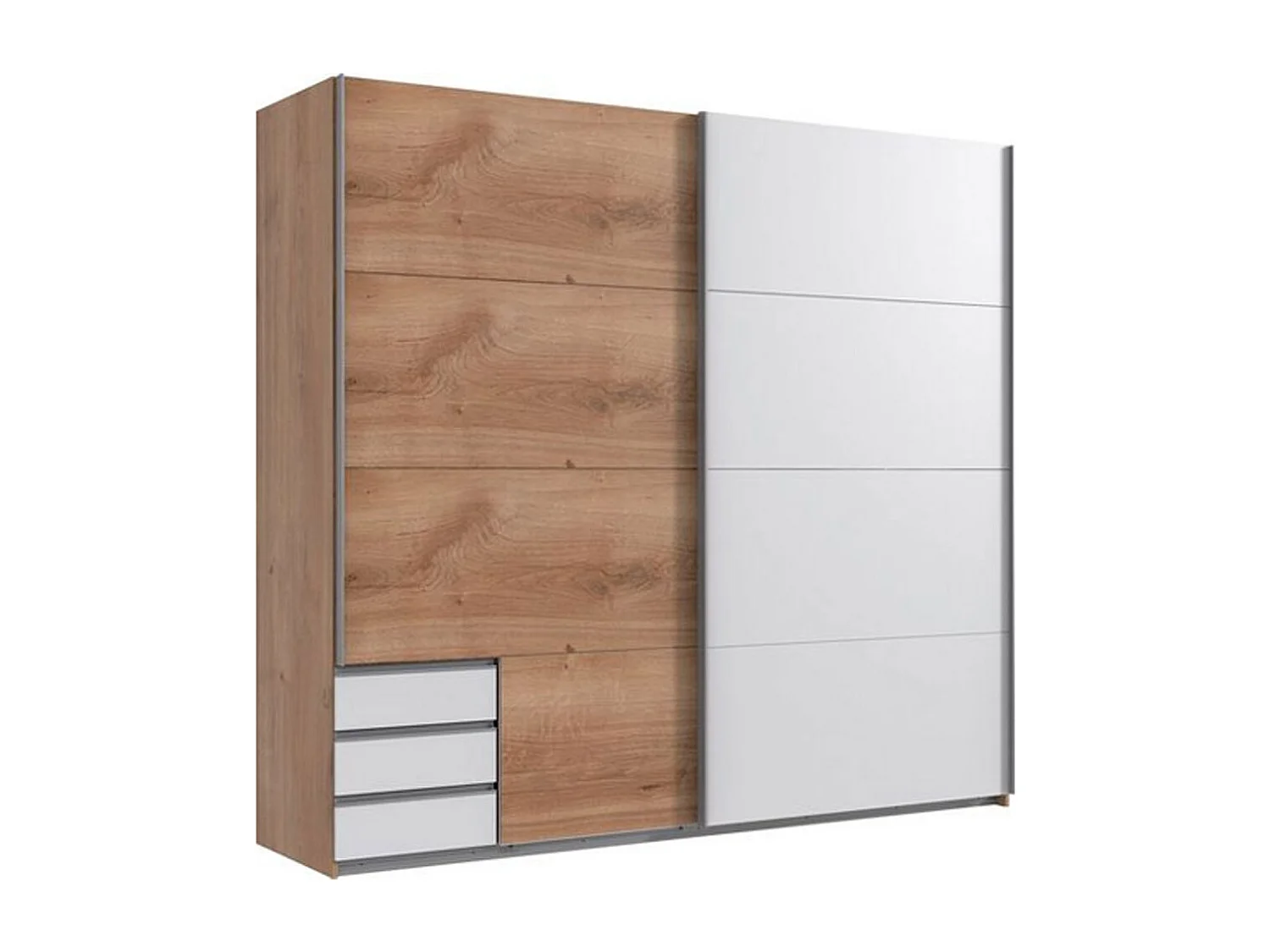 SCHWEBTÜRENSCHRANK Emden Plankeneiche / weiß 225 / 64 / 210cm
