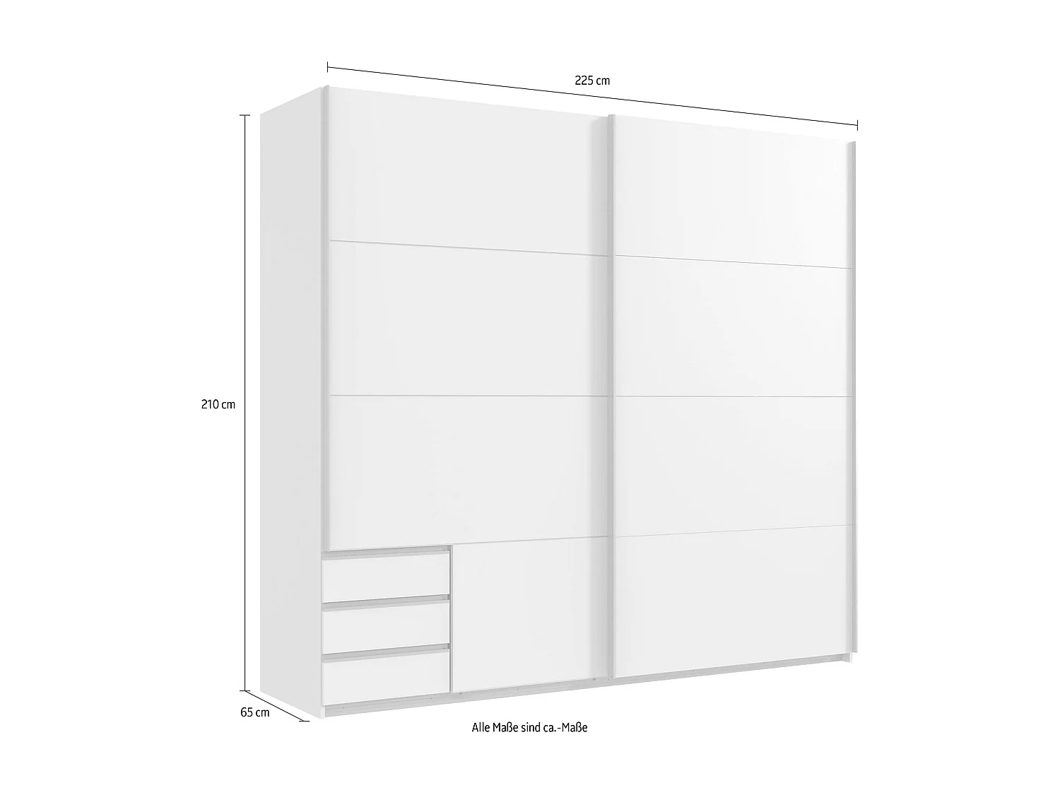 SCHWEBTÜRENSCHRANK Emden Plankeneiche / weiß 225 / 64 / 210cm