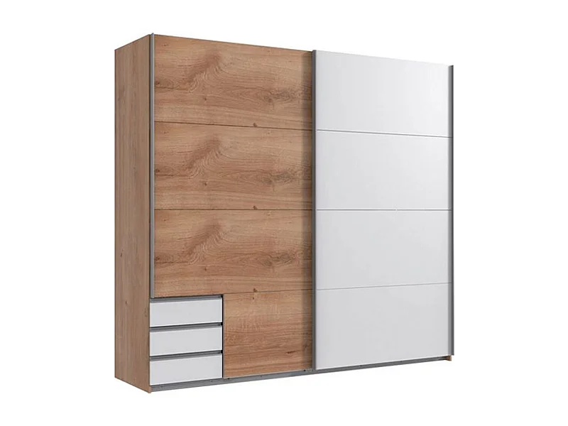 SCHWEBTÜRENSCHRANK Emden Plankeneiche / weiß 225 / 64 / 210cm