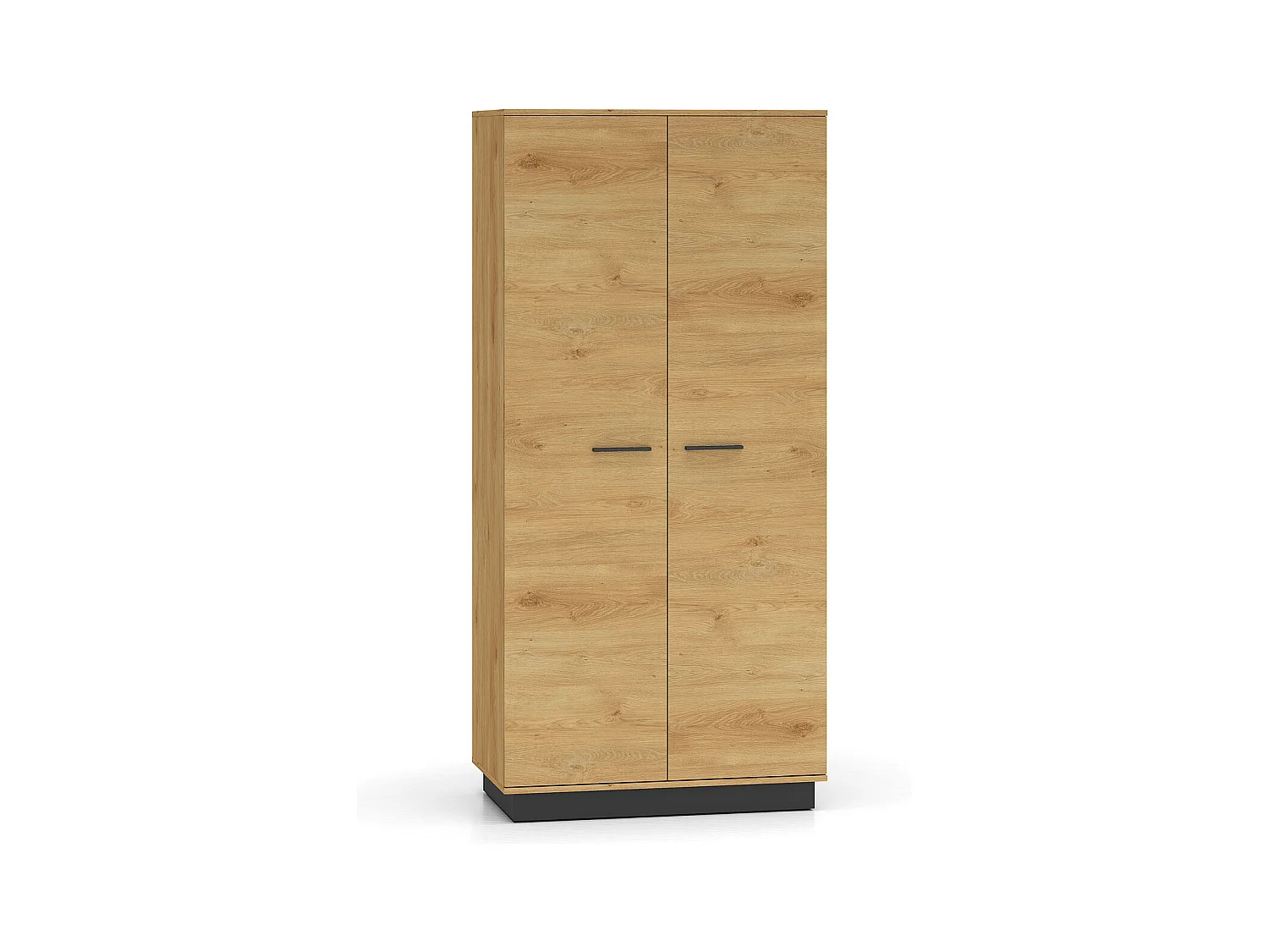 KLEIDERSCHRANK Modesto Eiche Style hell / Schwarz 92 / 55 / 196 cm