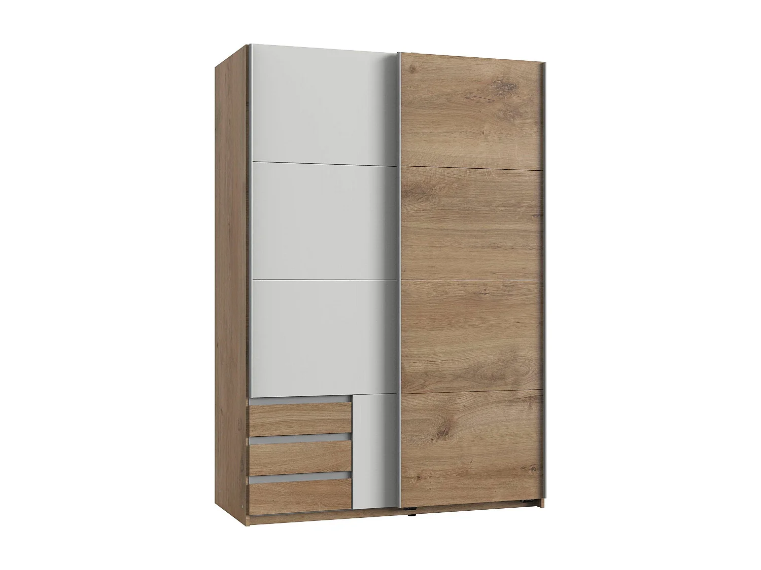 SCHWEBTÜRENSCHRANK Emden Plankeneiche / weiß 135 / 64 / 198cm
