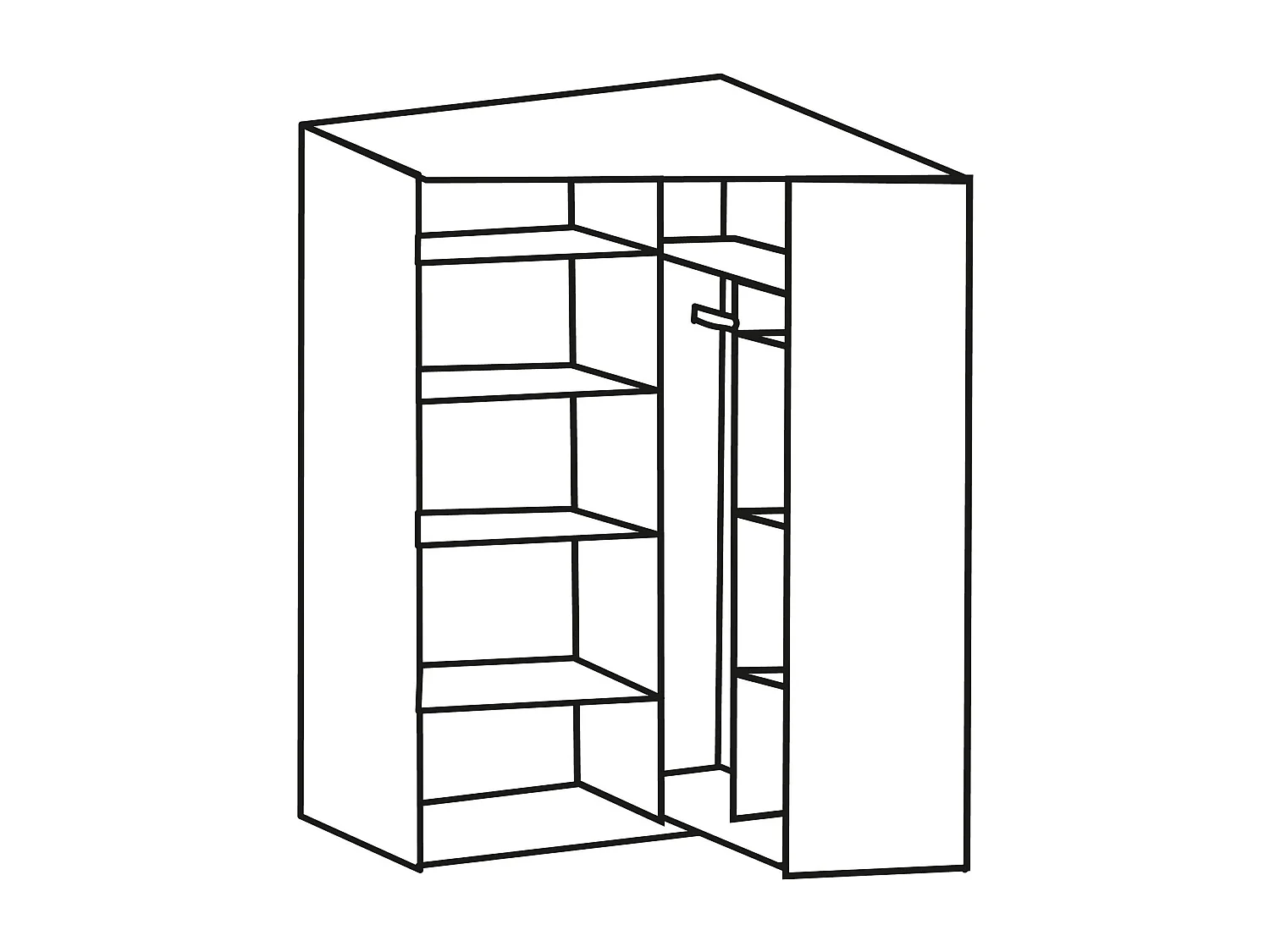 ECKSCHRANK Level weiß 90 / 129 / 236cm