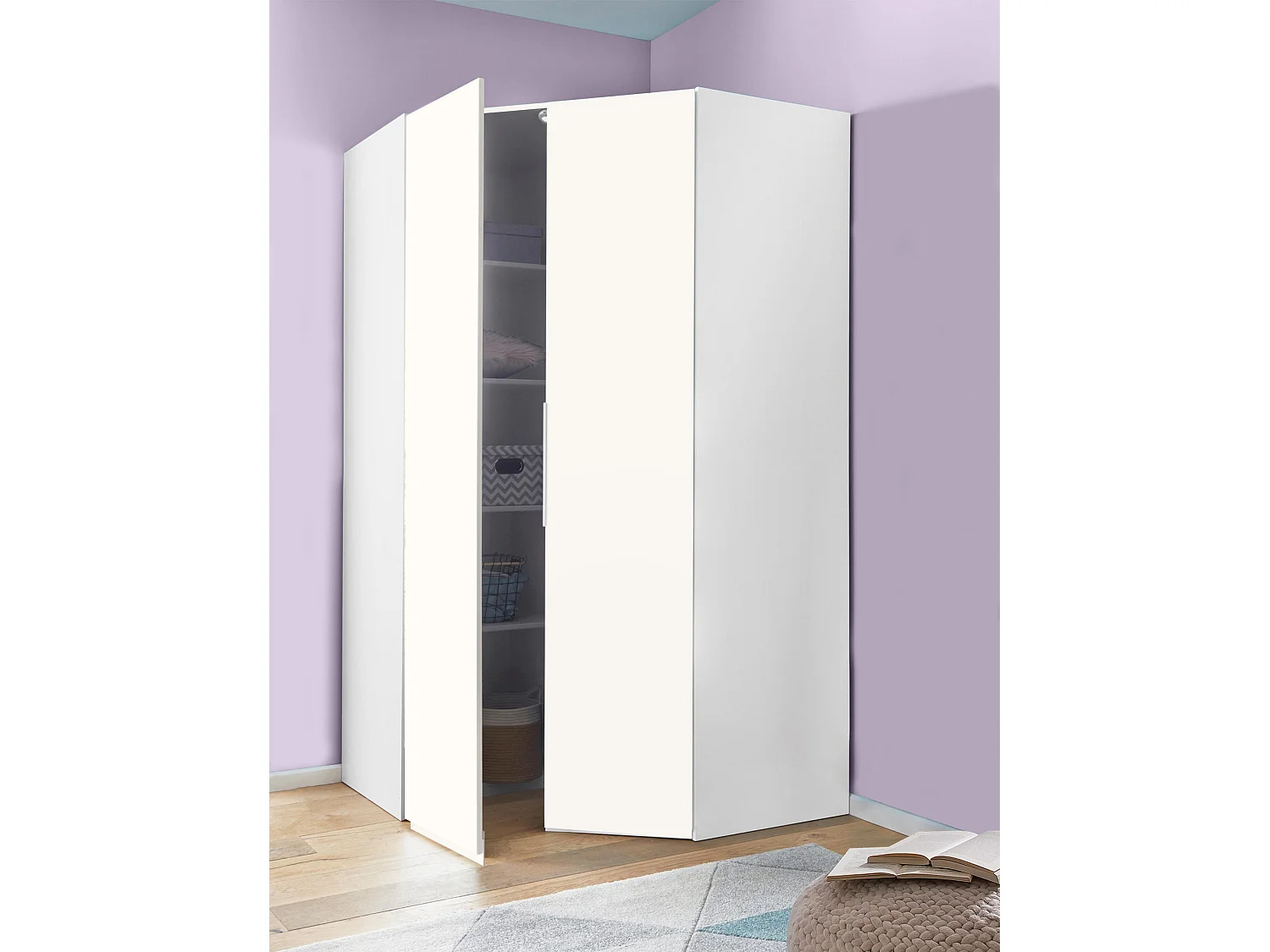 ECKSCHRANK Level weiß 90 / 129 / 236cm