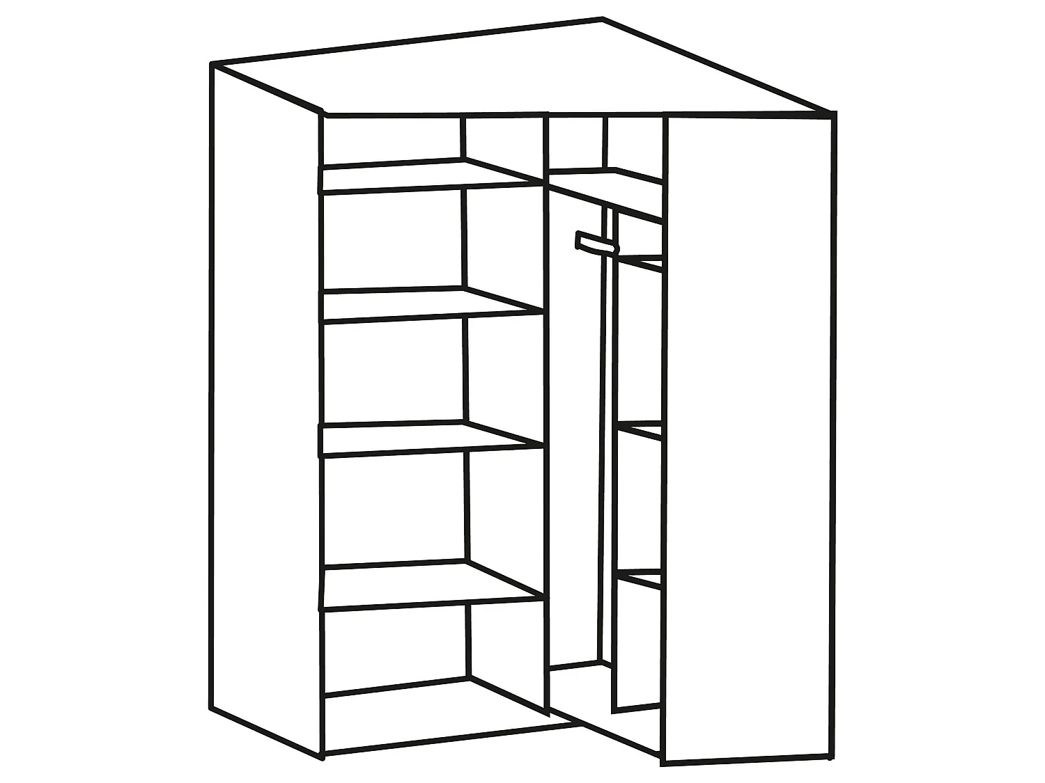 ECKSCHRANK Level weiß 90 / 129 / 236cm