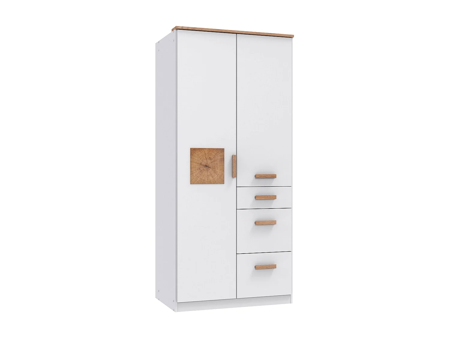 KLEIDERSCHRANK Gotland weiß / Plankeneiche - Hirnholz 91 / 58 / 199cm