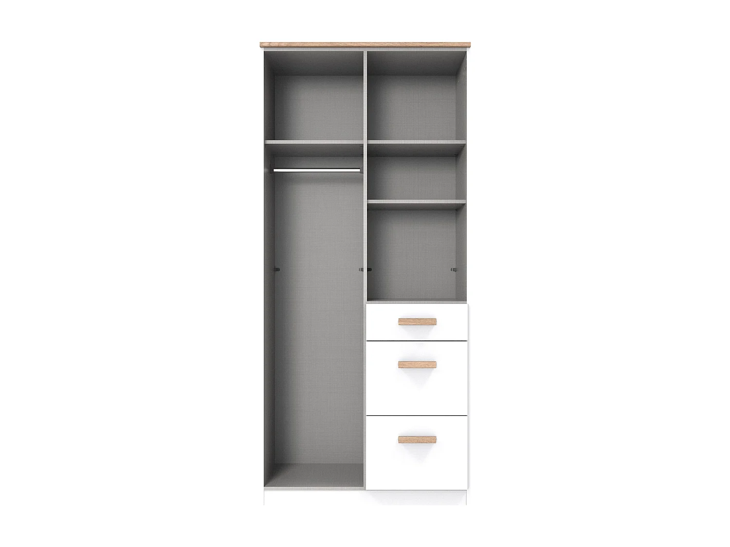 KLEIDERSCHRANK Gotland weiß / Plankeneiche - Hirnholz 91 / 58 / 199cm