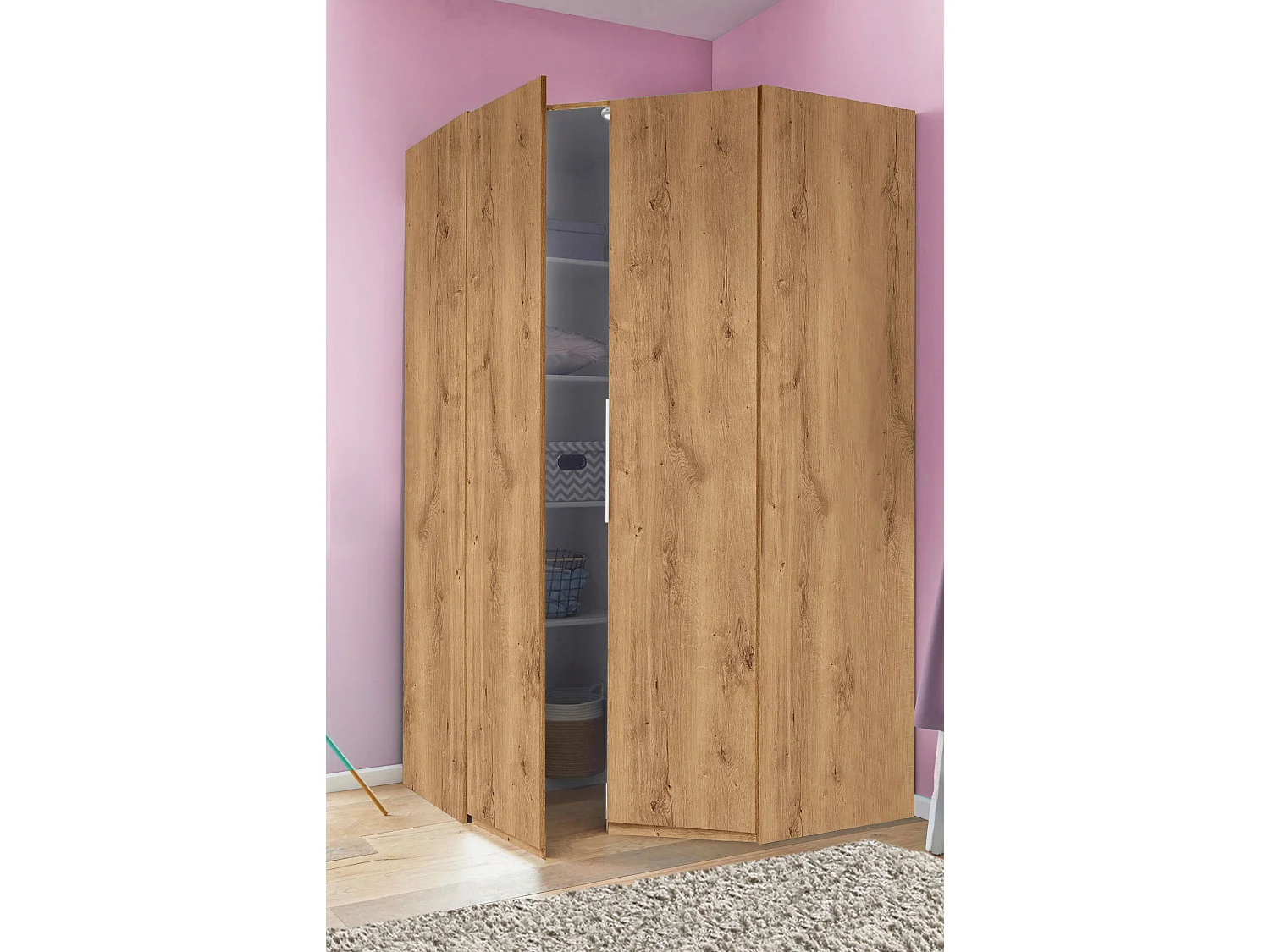 ECKSCHRANK Level Plankeneiche 90 / 129 / 216cm