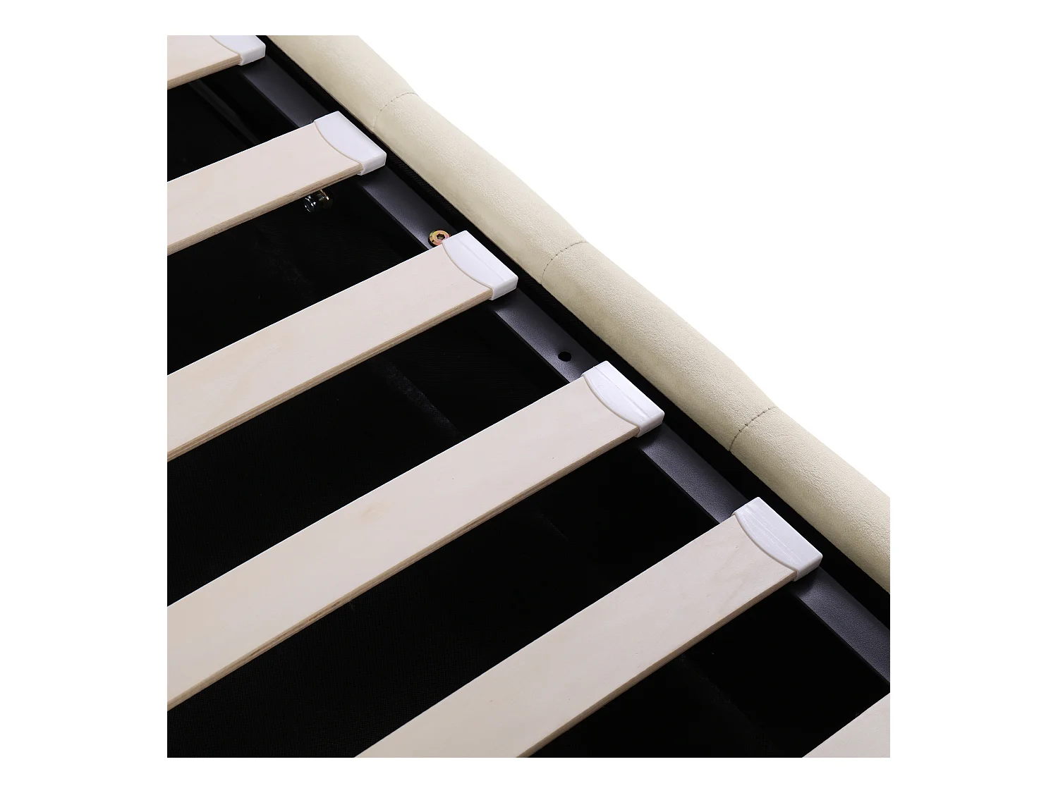 Łóżko z pojemnikiem 180x200 cm - Łóżko podwójne z regulowanym zagłówkiem - beżowy aksamit - bez materaca